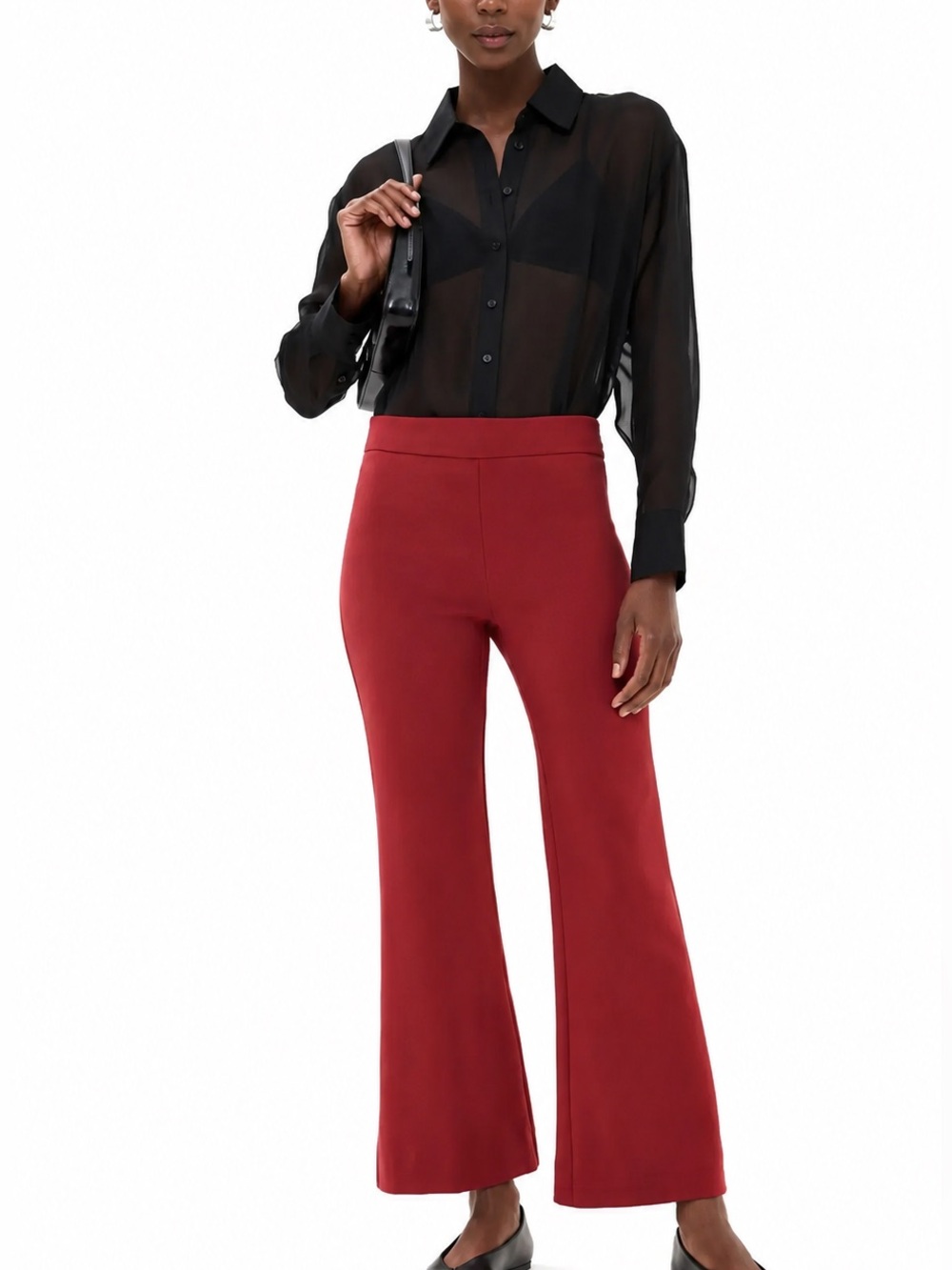 Reformation Tanya Knit Pant Sangre Red 0910 small modal side zipper wide cropped